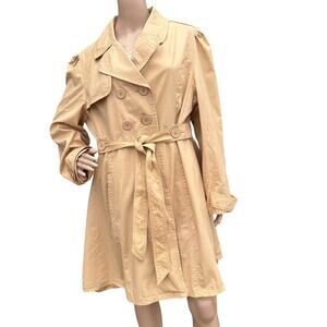Chadwicks 16 Tan Trench Coat Double Breasted Puffer Sleeve TieBelt Cotton Jacket